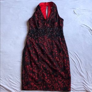 Cache red and black lace dress worn once